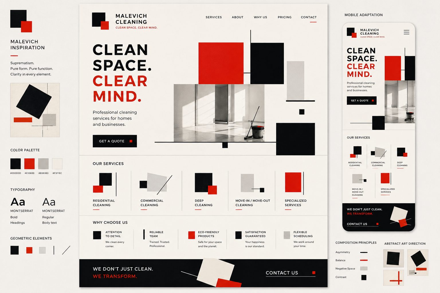 Malevich Cleaning visual concept